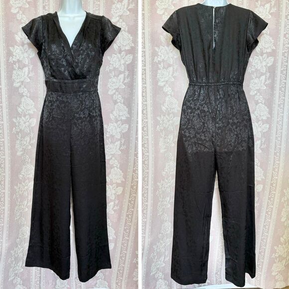 Francescas Women's Black Damask Jumpsuit - Picture 1 of 5